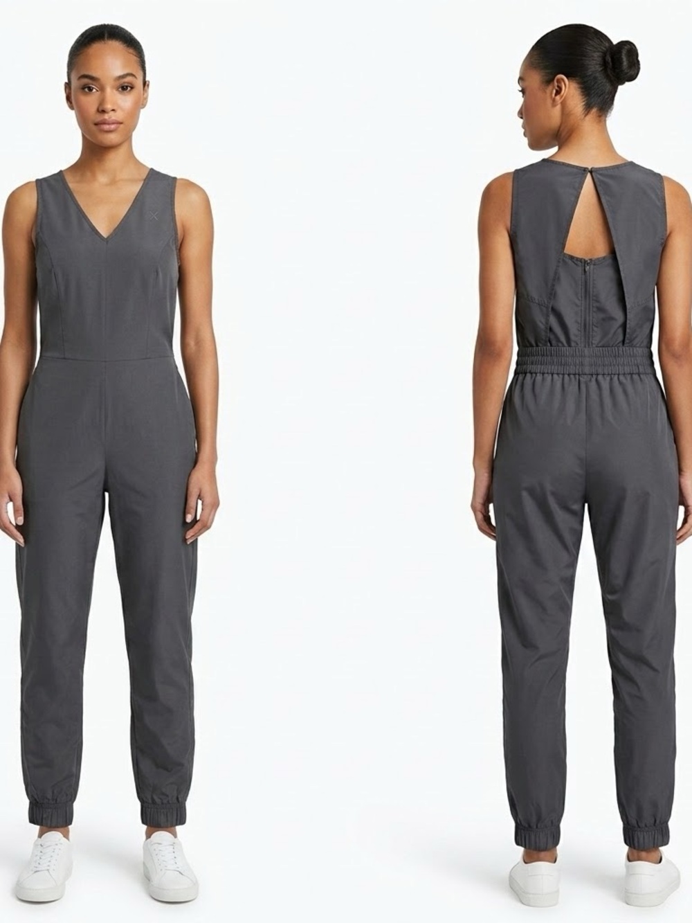 Onepiece Charcoal Gray Sleeveless V-Neck Jumpsuit Size XS